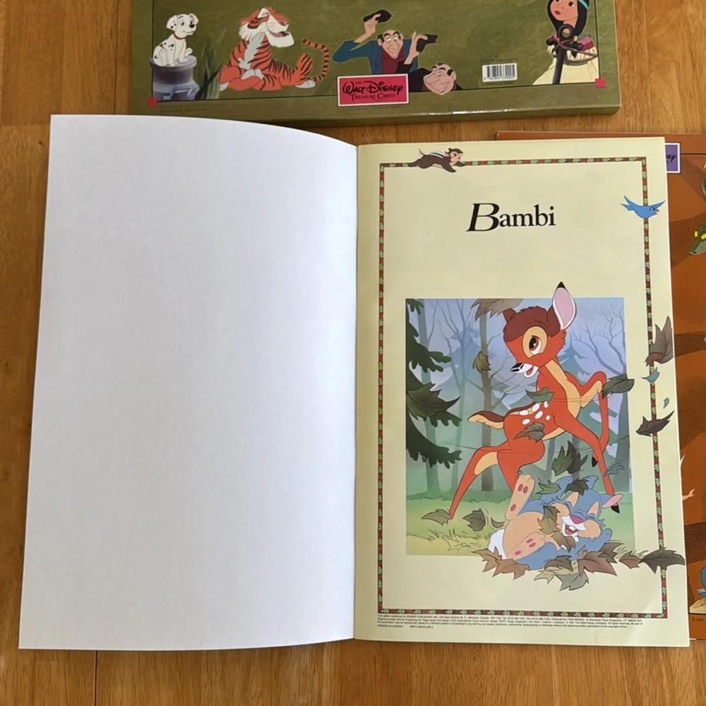 ✋LN The Walt Disney Treasure Chest 1991 Bambi 101 Dalmatians Book Unused Box
